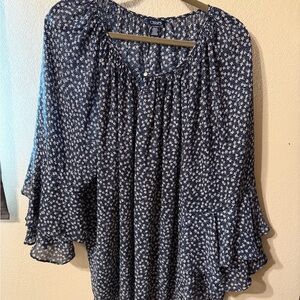 Chaps Navy Floral Blouse